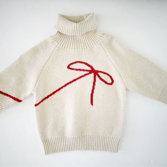En Saison Women's Merril Bow Print Turtleneck Sweater size S - Picture 4 of 7
